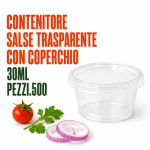 Contenitore Salse Trasparente con Coperchio (30ml). Pezzi.500