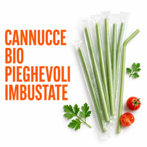 Cannucce BIO Pieghevoli Imbustate verdi cm 24x5 mm-400 Pz