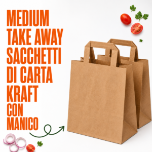 Medium_Take Away Sacchetti di Carta Kraft con manico Pz 1x250 Dim. 22x12x26cm