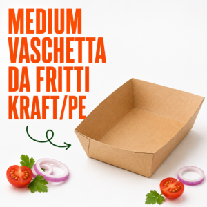 Medium vaschetta da fritti KRAFT/PE cm.15X10, 5X3,7 h - Pz/conf. 125
