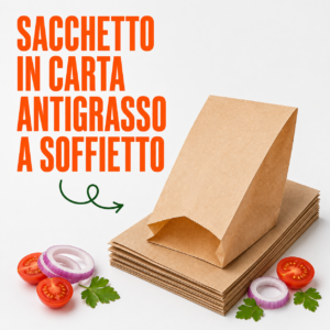 Sacchetto in carta antigrasso a soffieto 40g/m2 10+7.5X14cm - 2000 pz
